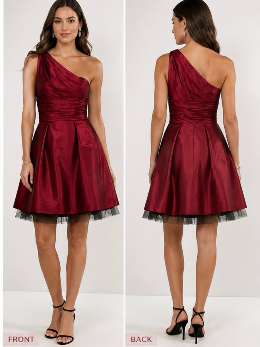 Monique Lhuillier Satin One Shoulder Dress 4 home coming cocktail evening party